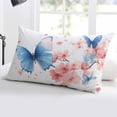 thumbnail image 5 of Blue Butterfly Throw Pillow Cover 16 x 24 Inch Decorative Pillow Cover Watercolor Spring Blossom Nature Flowers Lumbar Pillowcase Seasonal Rectangle Cushion Case for Couch Sofa Bed Living Room, 5 of 7