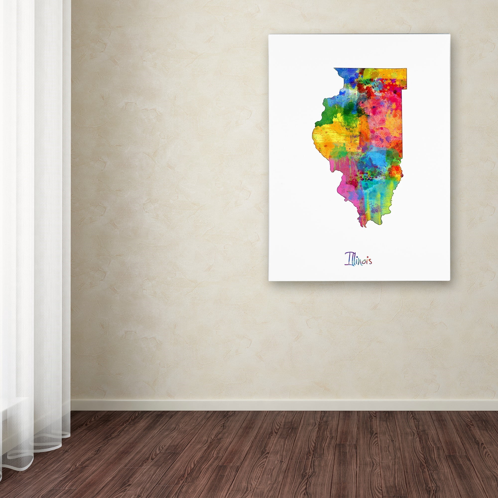 Trademark Fine Art "Illinois Map" Canvas Art by Michael Tompsett