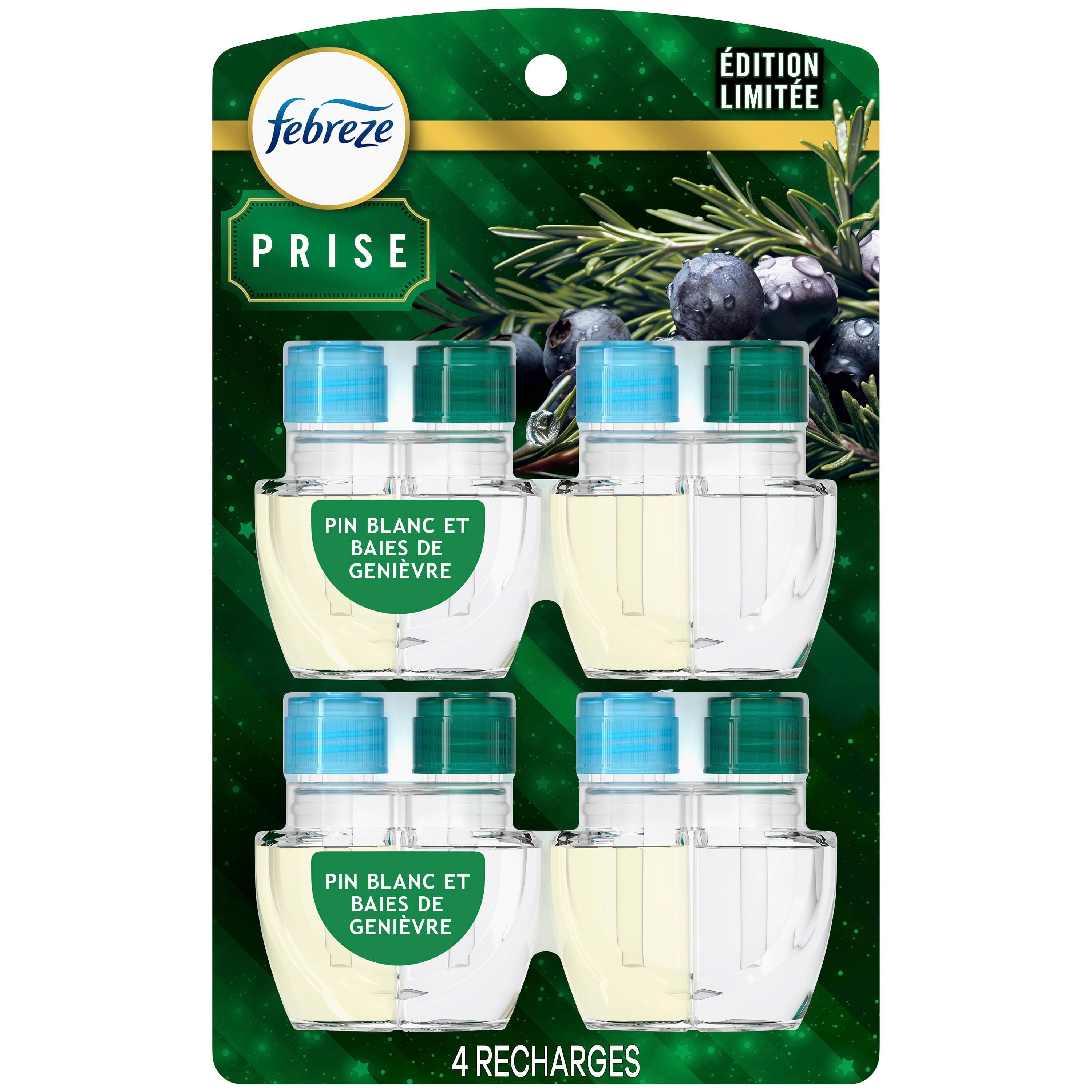 Febreze Plug In Air Freshener, Odor-Fighting Scented Oil Refill, White Pine & Berry, 4 Refill