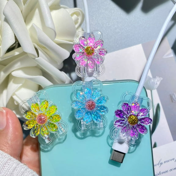 Cable Protector for iPhone Type-c Charger,Cute Pattern 4 PCS Set Cable Phone Protector for Women Girls,Charging Cord Protector,Cable Chomper,Cord Saver