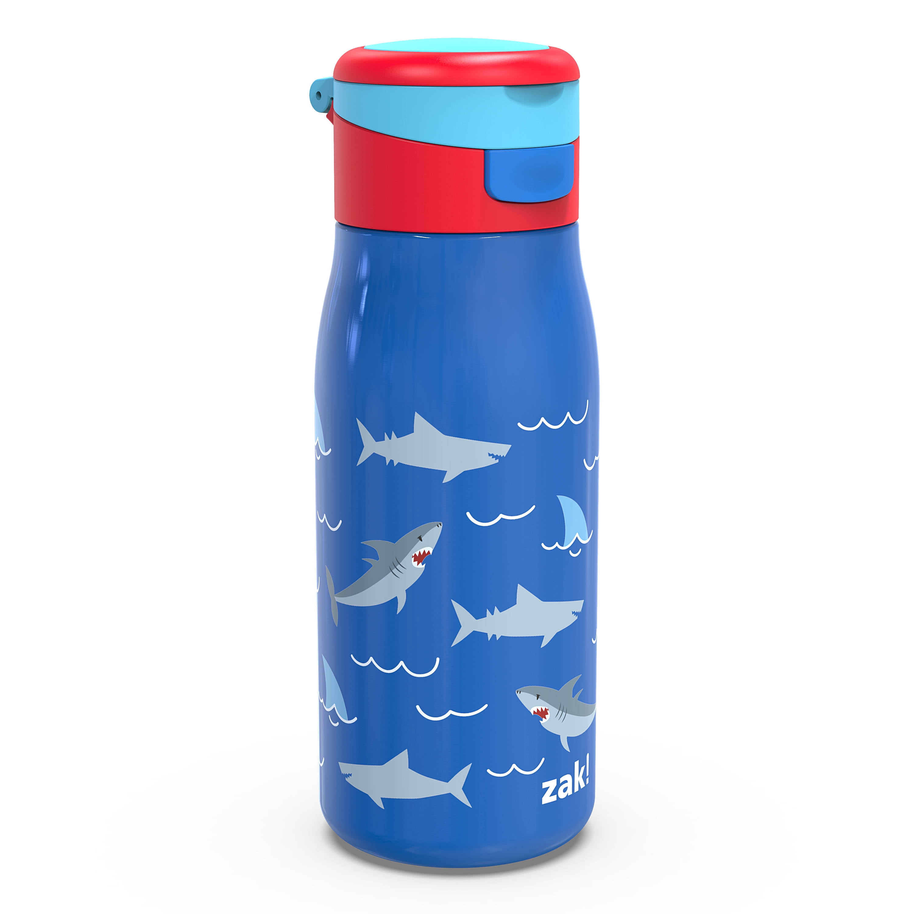 Zak Designs 13.5 Ounce Stainless Steel Insulated Water Bottle, Sharks