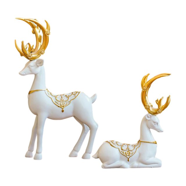 Juego de 2 de alce, escultura de estilo nórdico, estatuas de ciervo de para el hogar, oficina, sa de estar, decoración de Colco Estatua de escultura de ciervo