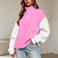 thumbnail image 2 of Atogsazn Women's 1/4 Zip Colorblock Sweatshirt Casual Oversized Long Sleeve Sweatshirt Pullover Tops Fall Winter Clothes Pink XXL Fashion, 2 of 5