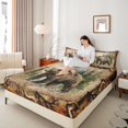 thumbnail image 4 of Castle Fairy Wildlife Bear 3pcs Twin Sheet Sets,Jungle Animal Twin Fitted Sheet,Tree Branches Breathable Flat Sheet,Lightweight Rustic Room Decor, 4 of 7