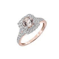 1-7/8 Carat T.G.W. Morganite & White Topaz Halo Engagement Ring in 10k Rose Gold