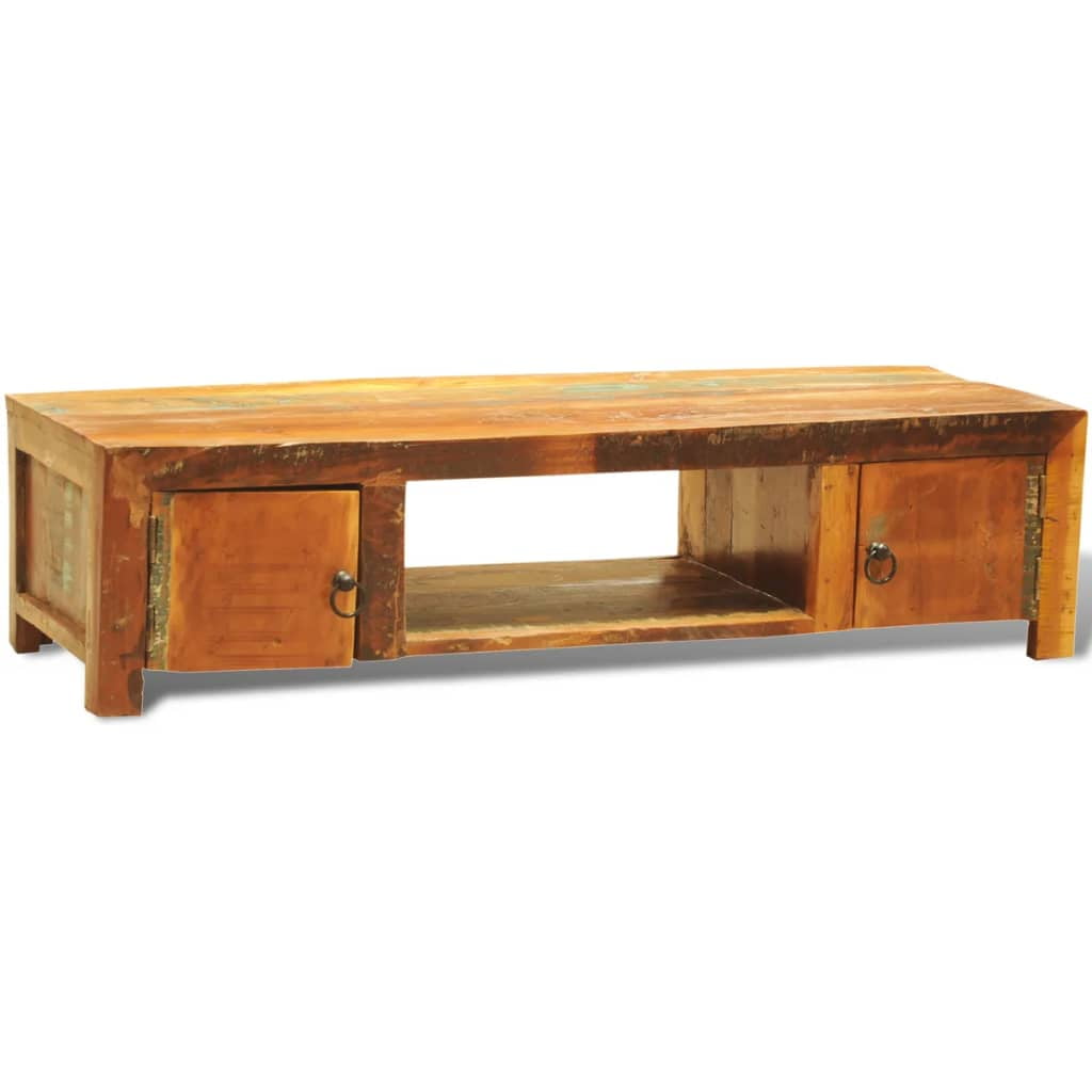 Kepooman Antique-Style Reclaimed Wood TV Stand with 2 Drawers for Living Room, Brown Kepooman Antique-Style Reclaimed Wood TV Stand with 2 Drawers for Living Room, Brown