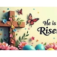 thumbnail image 4 of LUUFILx He Is Risen Banner Spring Floral Easter Eggs Backdrop Photography Religious Celebration Church Event Decoration Floral Background Party Supplies, 4 of 8