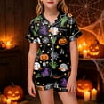thumbnail image 2 of NIEWTR Girls' Pajamas Kids Toddler Summer Cartoon Print Short Sleeve Shorts Sleepwear Outfits Halloween Pajamas, 2 of 5