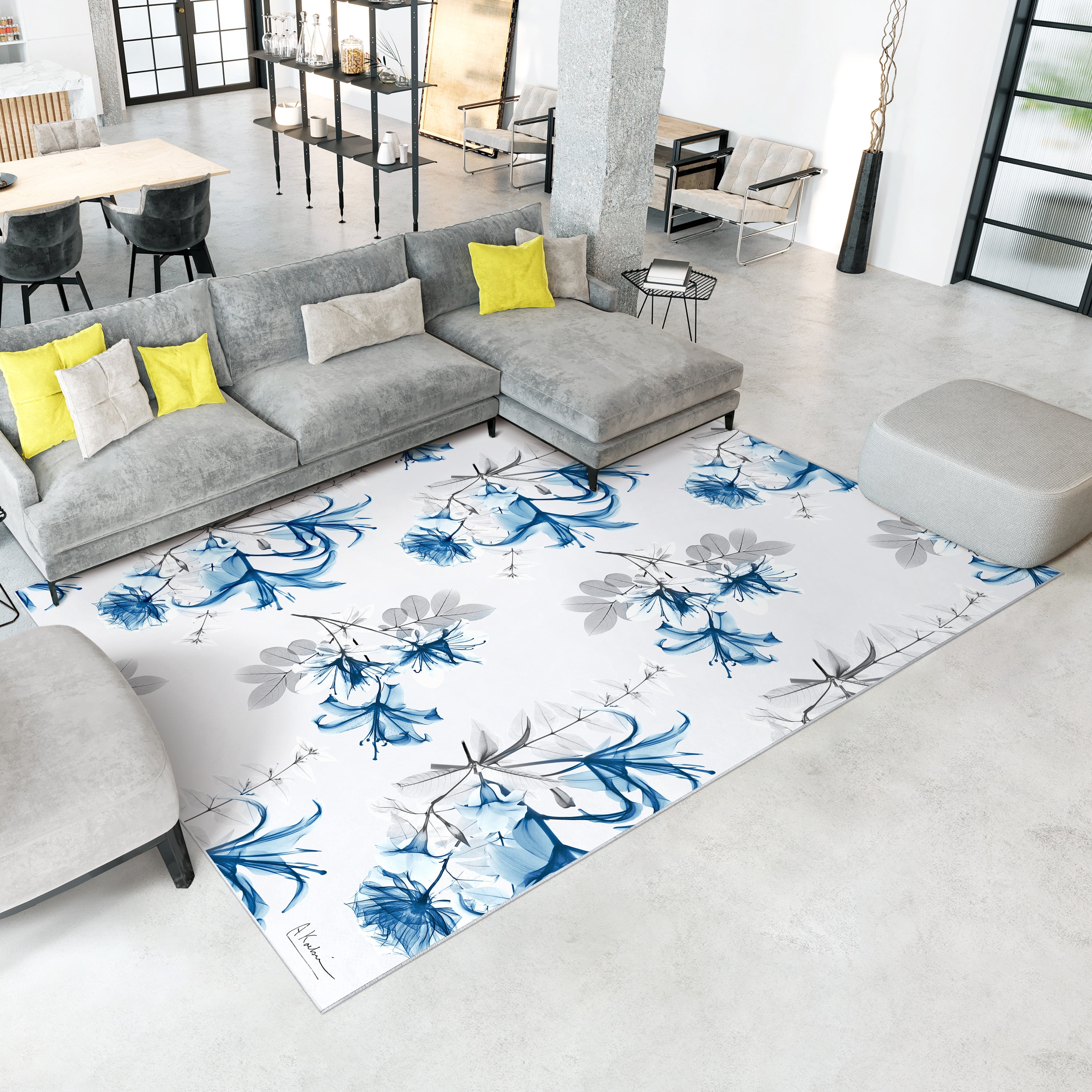 Beautiful Success I Washable Flowers Art Area Rug size 8'x10', Power-loomed, Heavenly Softness with Non-Slipping Backing