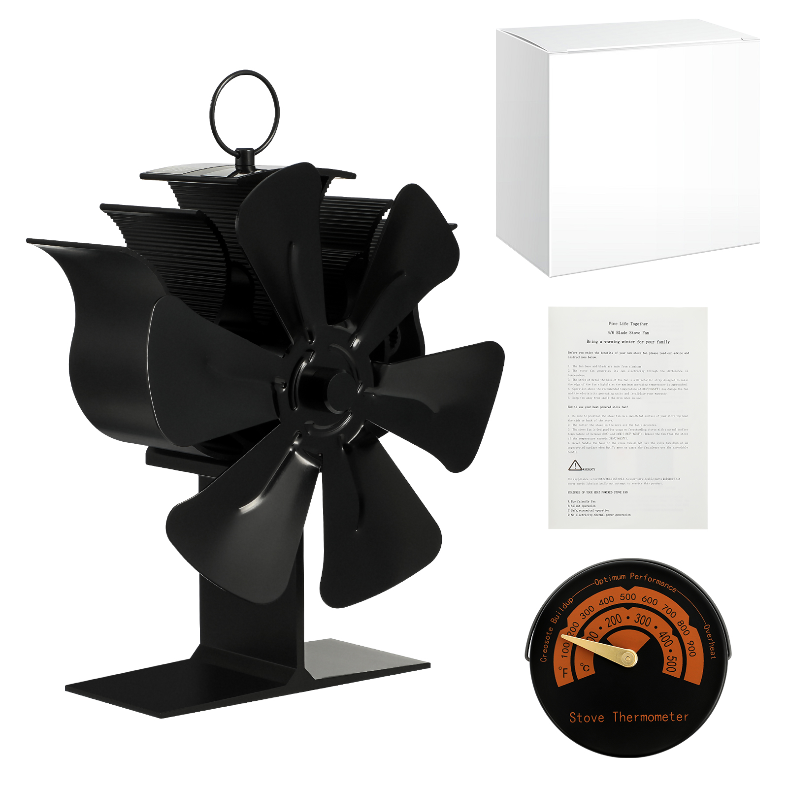 Buy 6 Blades Heat Powered Stove Fan, Silent Motors Wood Burning Stove