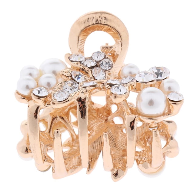 Pinza para el pelo con diamantes de imitación, pinza para el pelo tipo cangrejo, pinzas para el pelo, pinza para el pelo Hoja blanca