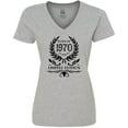 thumbnail image 3 of Inktastic Born in 1970 Limited Edition Women's V-Neck T-Shirt, 3 of 5