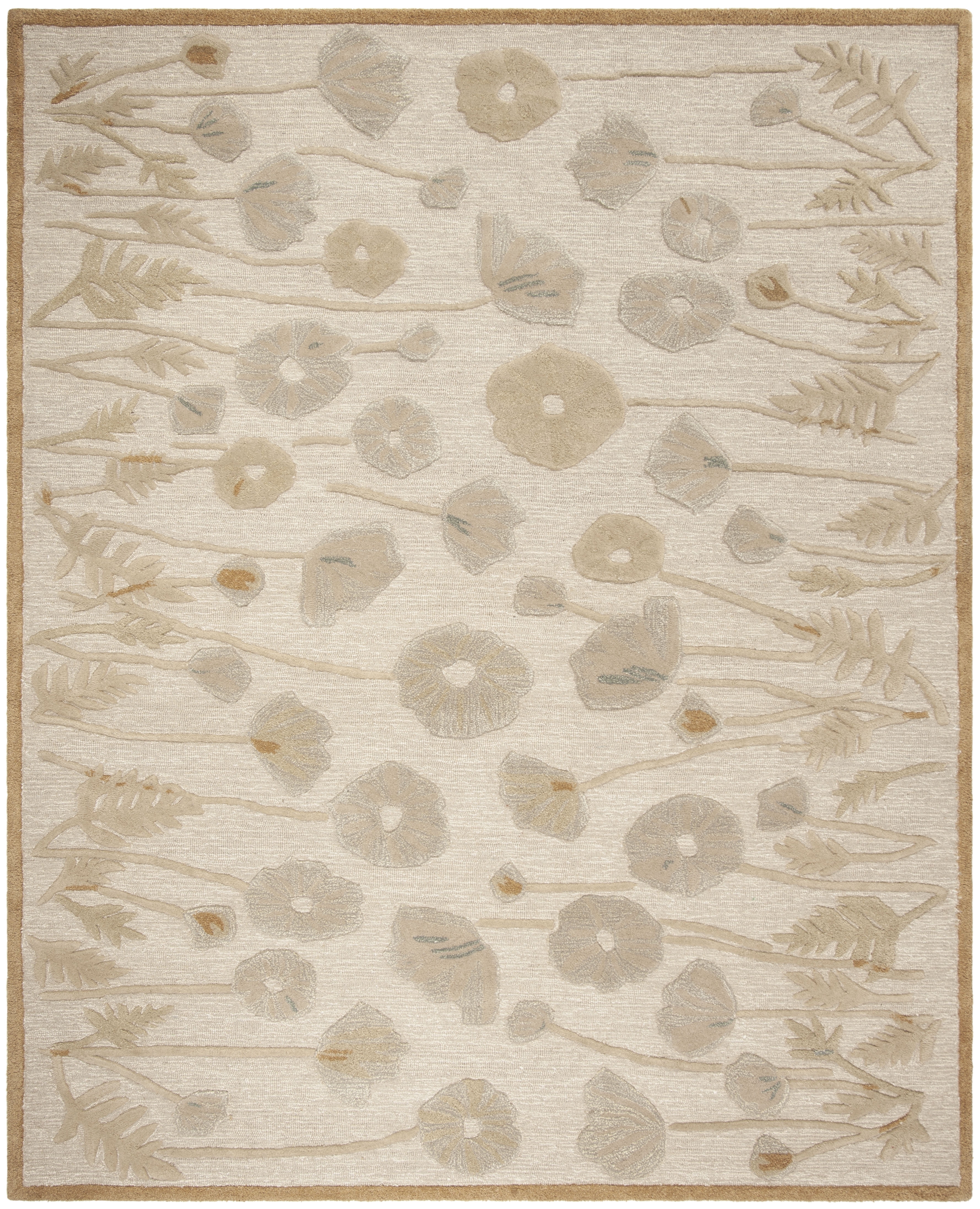 SAFAVIEH Martha Stewart Poppy Glossary Floral Area Rug, Nutshell/Brown, 5' x 8'