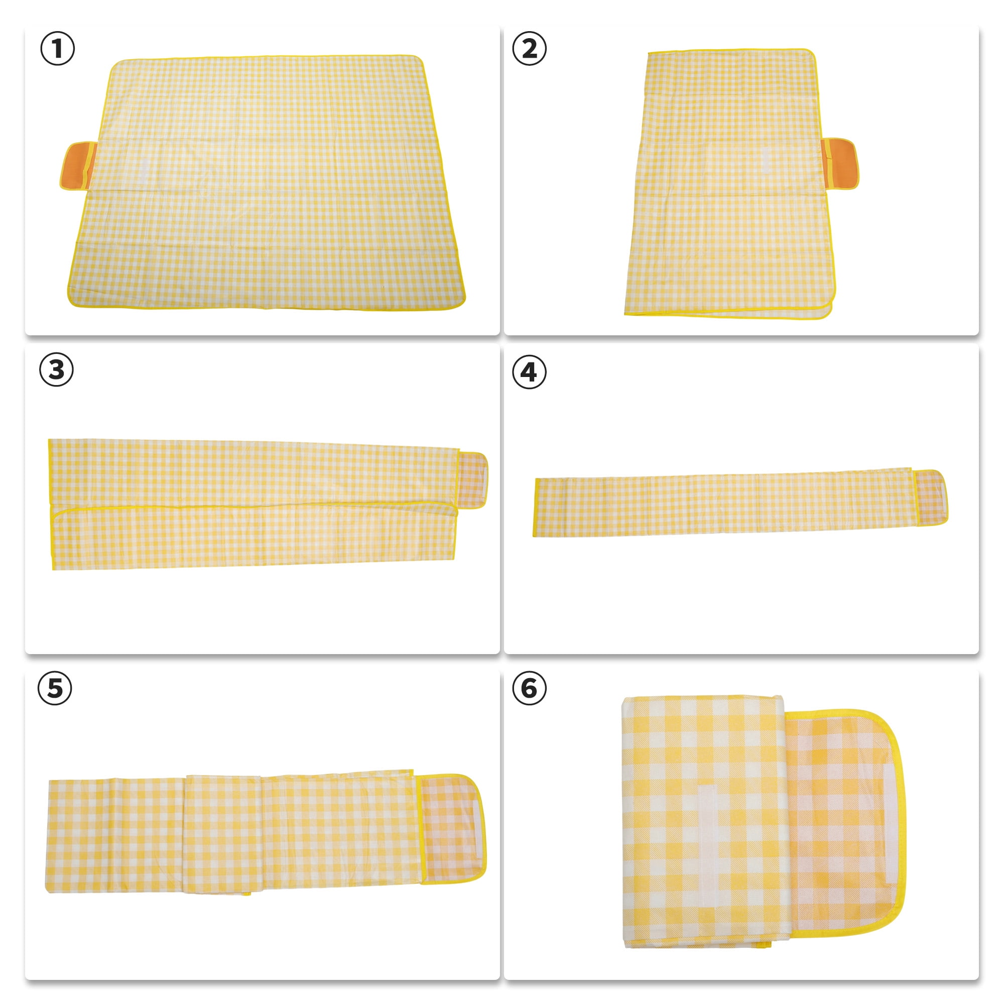 Unique Bargains Picnic Blanket Beach Mat Lightweight with Handle Yellow 150x100cm