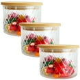 thumbnail image 1 of JS Gourmet - Set of 3 Embossed Glass Containers with Airtight Lid, 500ml Capacity, 1 of 1