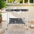 thumbnail image 3 of PetFurnishn 59" x 38" Tufted Bench Cushion for Outdoor Furniture, 3-Seater Replacement for Swing Chair, Patio Sofa/Couch, Overstuffed, Includes Backrest, Dark Gray, 3 of 9