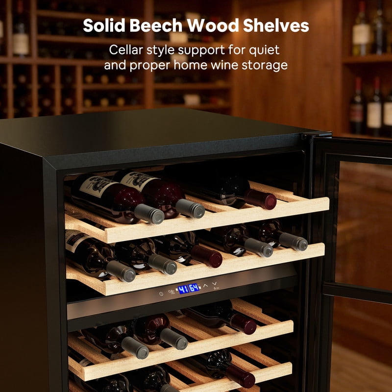 Etust 32" Dual Zone Wine Fridge, 46-Bottle Mini Fridge, 41-64℉, Small Beverage Refrigerator for Home Bar & Wine Storage