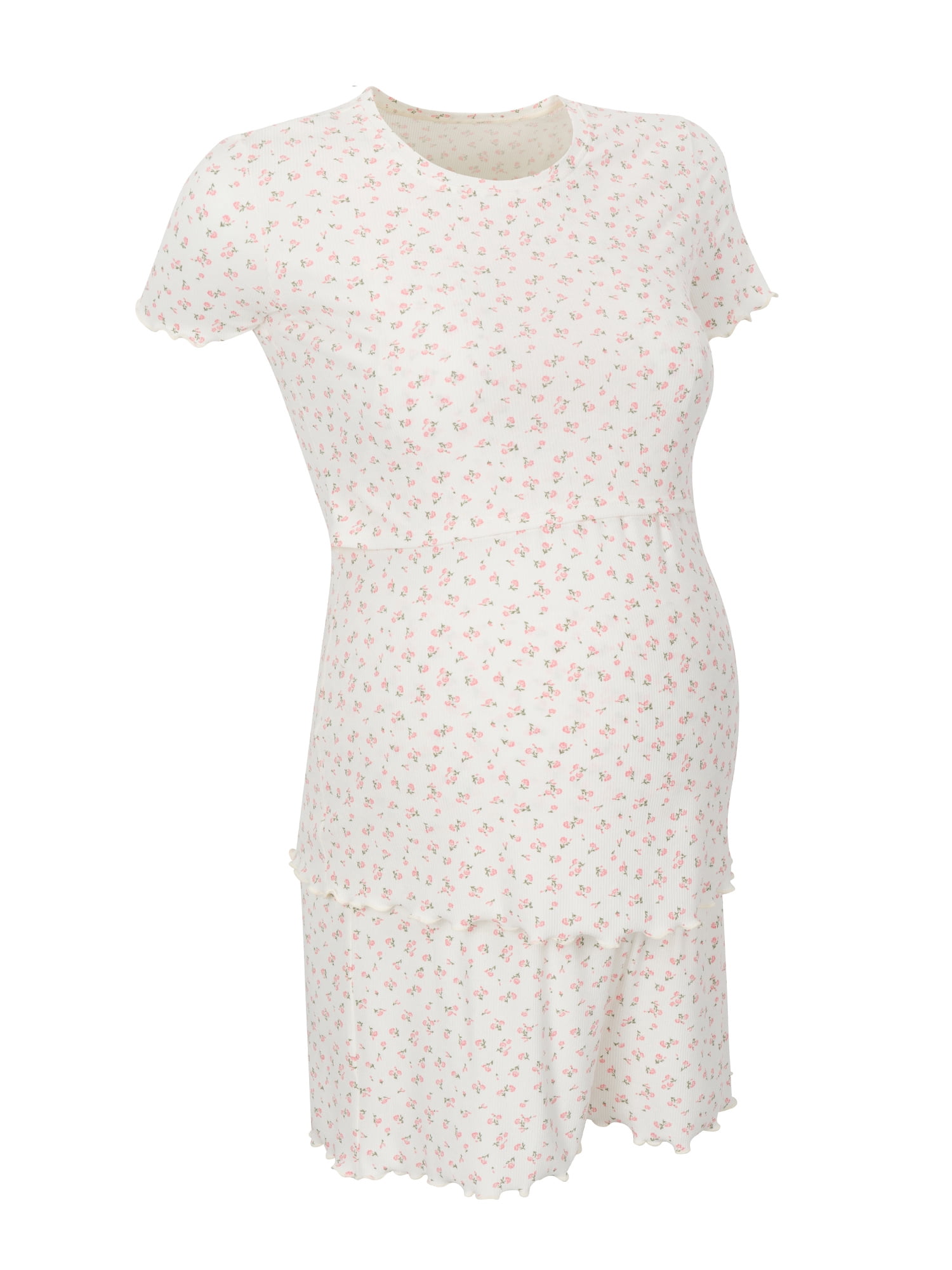 Ingrid & Isabel For Every Belly Women's Maternity Ribbed T-Shirt & Short Sleep Set, Sizes S-XXXL