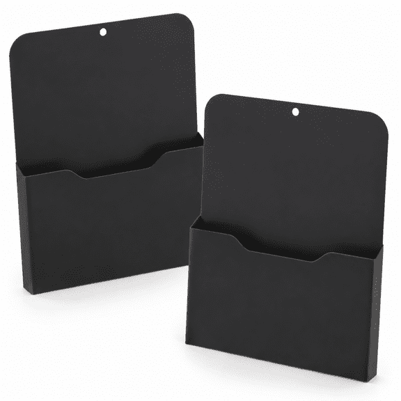 Magnetic File Holder, A4 Size Large Capacity Organizer - Strong Magnet Pencil Cup, Marker & Pen Holder for Office, Classroom, Home (2 Pack Black)