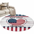 thumbnail image 2 of Independence Day Washable Round Area Rug 3.3 ft, U.S. Flag Themed Wooden Love Heart God Bless America, Soft Non Slip Rugs Stain Repellent Indoor Felt Carpet for Living Dining Room Bedroom Home Office, 2 of 9