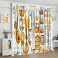 thumbnail image 4 of Hand Painted Bee Curtains, Vintage Hand Painted Bee Honey Hive Beehive and Sweet Honey Lettering, Boy Girl Bedroom Kitchen Window Trim Curtains, 2 Panel Set, 52x84 Inches., 4 of 6