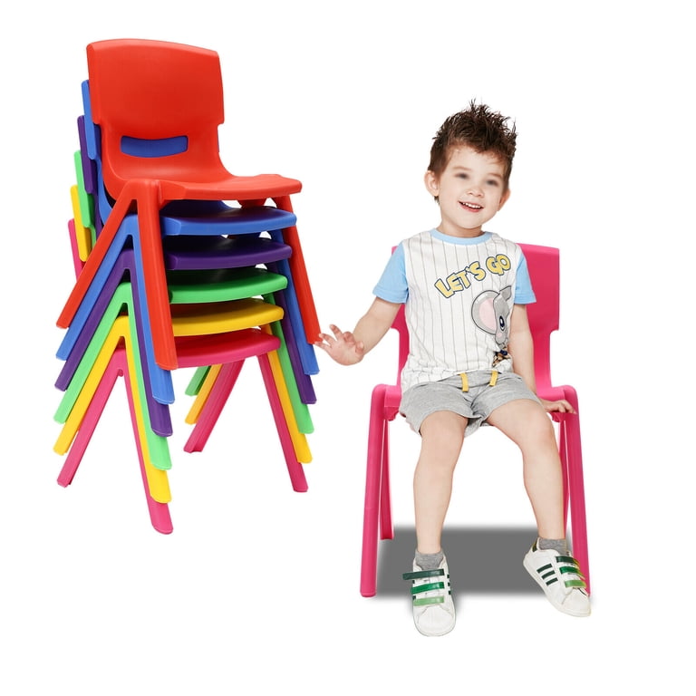6-Pack Kids Stackable Plastic Chairs - Colorful Classroom Chairs For Preschool, Home (37.4x11.96x16.54in)