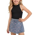 thumbnail image 2 of Amidoa Girls 2 Piece Outfits Summer Clothes Tank Top Floral Print Sleeveless Solid Color Cute T-Shirt and Casual Shorts Kids Clothing Sets Black Size 7, 2 of 9