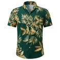 thumbnail image 4 of XIAONU Mens Hawaiian Shirt Tropical Leaf Print Casual Short Sleeve Button Down Vacation Beach Top, 4 of 4