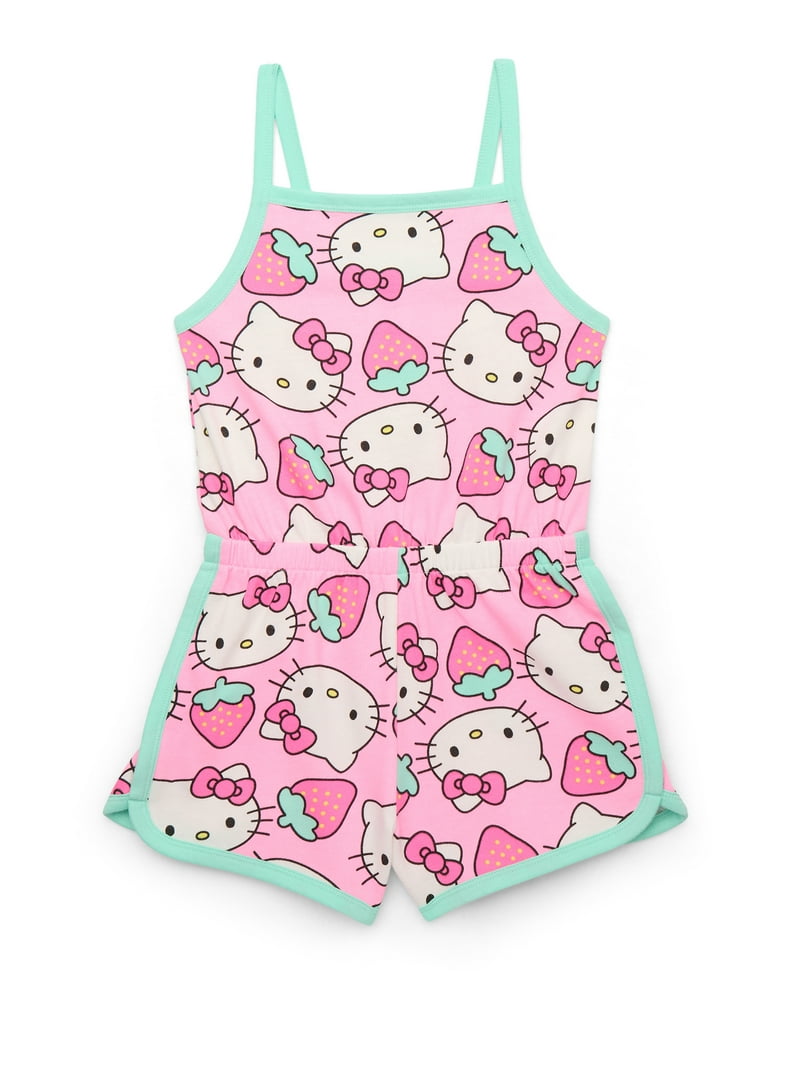 Hello Kitty Girls Sleeveless Printed Romper, Sizes 4-12 - Walmart.com