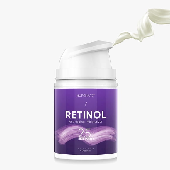 HOPEMATE Retinol Cream Crema Hidratante Antienvejecimiento 2.5% para el Cuidado de la Cara y los Ojos Esencia Antiarrugas con Ácido Hialurónico Vitamina E y Té Verde Crema de Día y Noche 1.7 Fl.Oz 50m