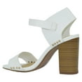 thumbnail image 3 of Delicious Women Thick Block Chunky High Heels Ankle Strap Open Peep Toe Studded Buckled Urkel-S White 11, 3 of 3