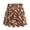 Brown Floral Grid Print, variant on Polyester Spandex Fabric Golf Skirt with Built-In Safety Shorts, Workout 2 Side Pockets Athletic Skorts for Tennis Yoga Daily Wear, Size Large