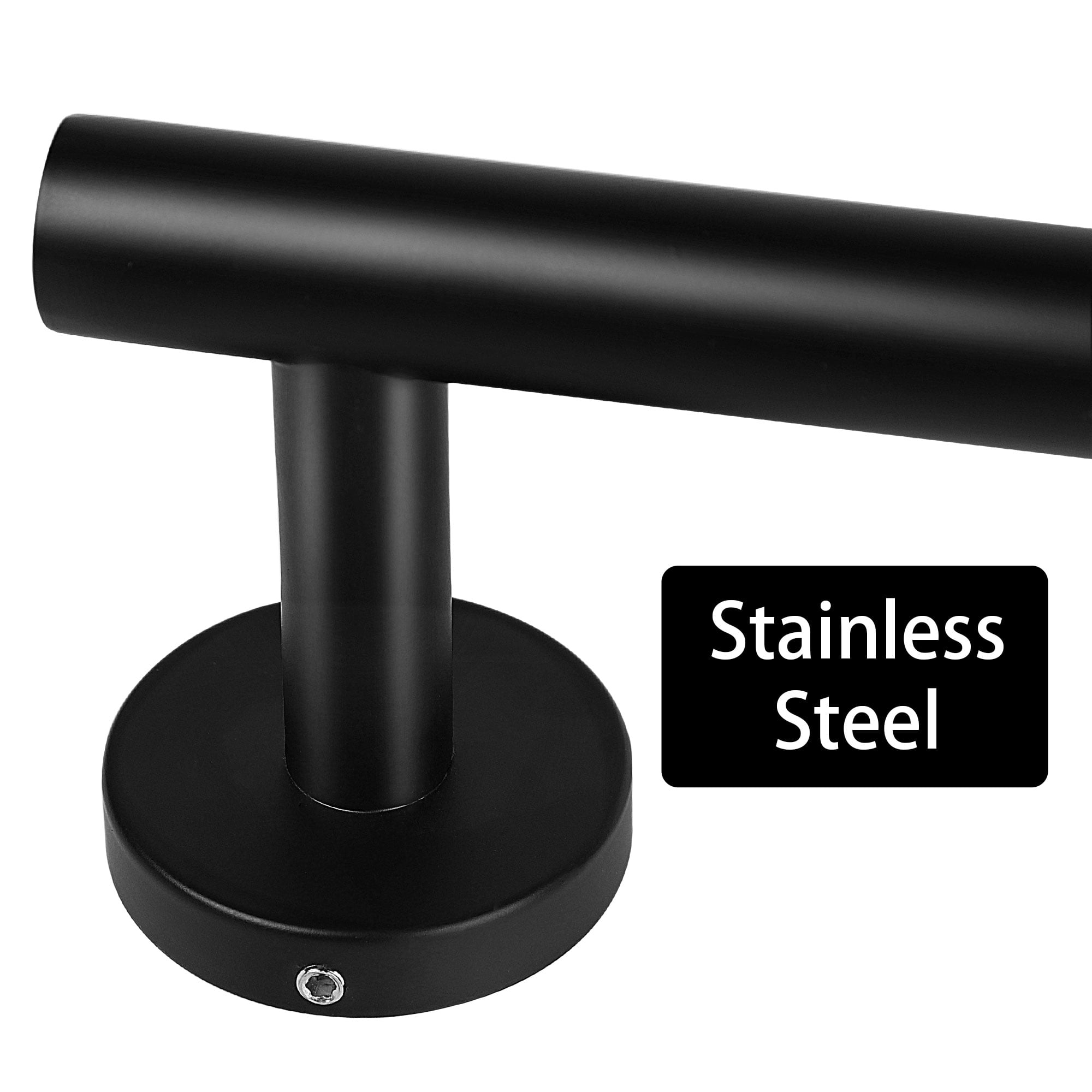 Unique Bargains Towel Bar Wall Mounted Stainless Steel Towel Hanger for Washroom Black