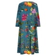 thumbnail image 4 of SCSAlgin Womens Plus Size Floral Print Dress Casual Long Sleeve Empire Waist Dresses Loose Swing Midi Dress with Pockets, 4 of 6