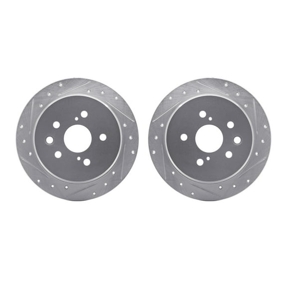 Dynamic Friction Company Rear Brake Rotors-Drilled and Slotted-Silver 7002-75028