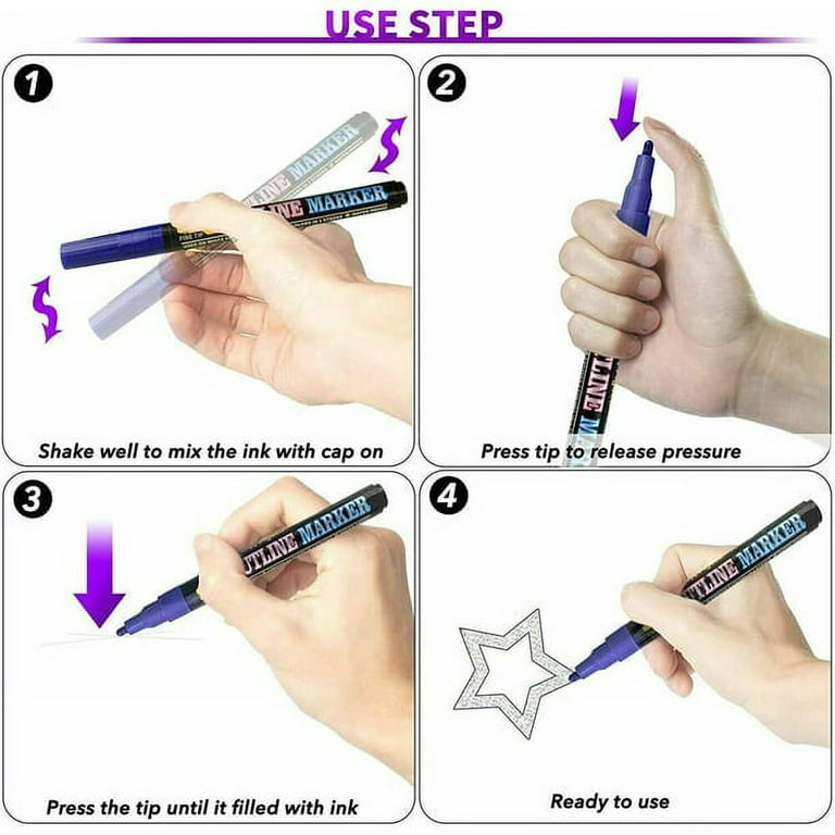 12pcs Black Dual Tip Kids Sketch Drawing Marker Pens