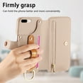 thumbnail image 3 of ELEHOLD Case for iPhone 8 Plus/7 Plus, RFID Blocking Zipper Leather Wallet Stand Case with Card Slot & Wrist Strap & Ring Holder,Khaki, 3 of 10