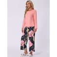 thumbnail image 2 of DARING DIVA Long Sleeve Floral Capri Soft Strechy Pajama Sets 2 Pieces L Pink, 2 of 6
