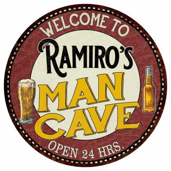 Ramiro's Man Cave 14" Round Metal Sign Kitchen Bar Wall Decor 100140035338