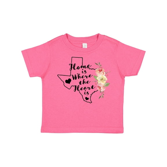 Inktastic Texas Home is Where the Heart is with Watercolor Floral Girls Toddler T-Shirt