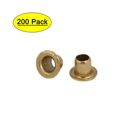 

200pcs M3 x 3mm Brass Plated Metal Hollow Eyelets Rivets Gold Tone