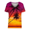 thumbnail image 4 of ZQGJB Hawaiian Shirts for Women Trendy Summer Tropical Palm Tree Graphic Short Sleeev Casual V Neck Tee Shirt Top Loose Baggy Tshirt Blouse Hot Pink S, 4 of 5