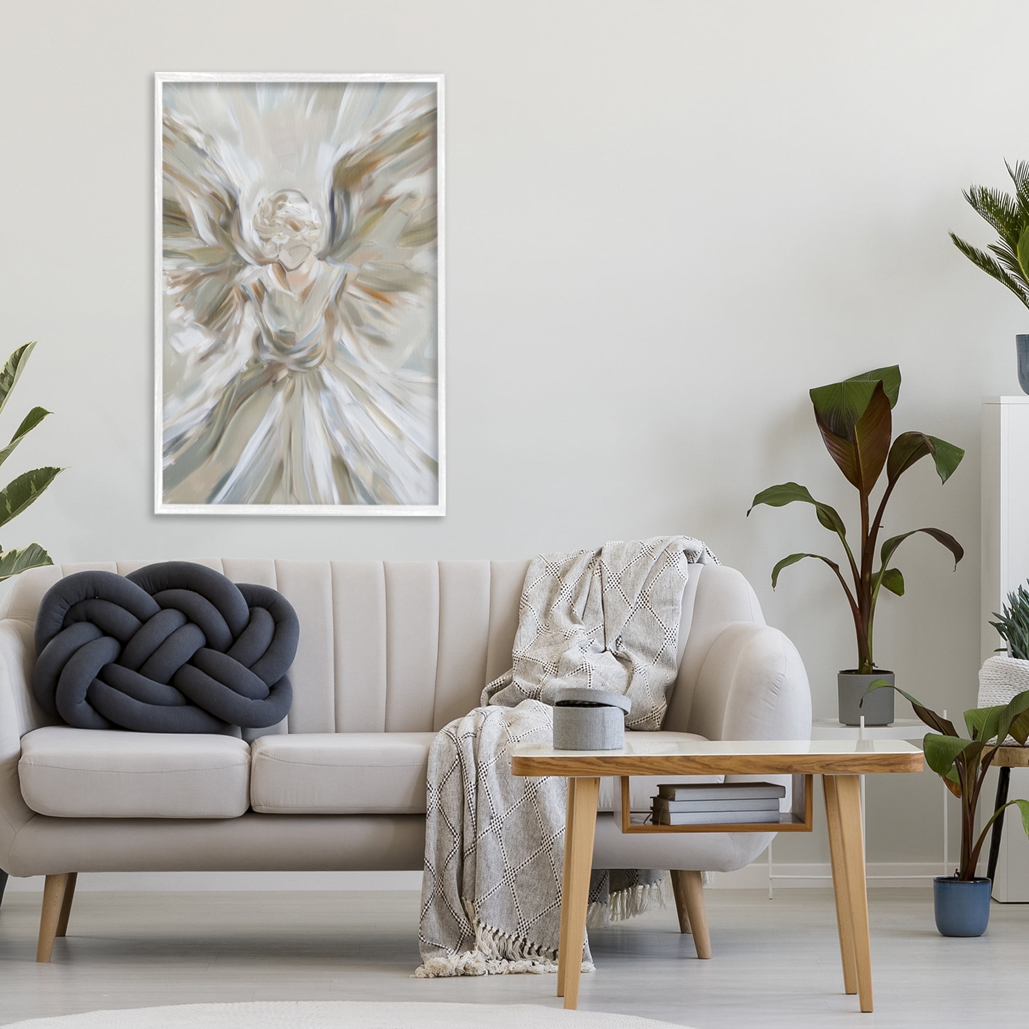 Stupell Industries Serene Angel with Flowing Wings White Framed Giclee Art, design by Petal Prints Design