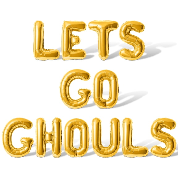 Letter Balloons - LETS GO GHOULS 16" Inch Alphabet Letters Foil Mylar Balloon Halloween Party Banner (Gold)