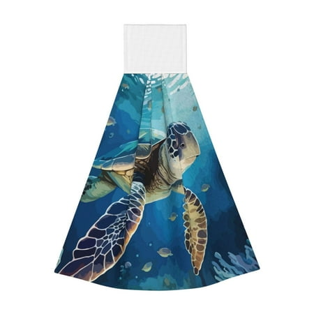 

Lukts Watercolor Turtle for Coral Fleece Velcro Towel Suitable for Bathroom Kitchen Hanging Absorbent Towel Household Items
