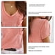 thumbnail image 5 of Camisetas de manga corta de verano de color puro con bolsillo decorativo con botones y cuello en V para mujer, 5 of 5