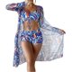 thumbnail image 1 of Conjuntos de bikini de cintura alta para mujer cubre traje de baño de 3 piezas estampado de manga larga push up traje de baño playa traje de baño, 1 of 4