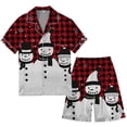 thumbnail image 3 of XDZJLR Mens Christmas Pajamas Xmas Printed Silk Satin Short Sleeved Button Up Pajamas Set Pjs Sleepwear White L, 3 of 4