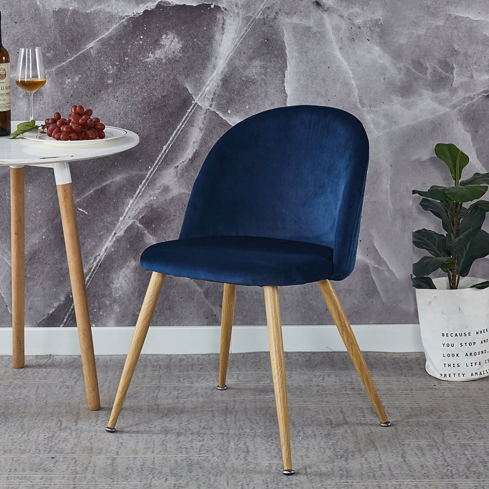 Kepooman Set of 2 Velvet Upholstered Dining Chairs with Backrest, Blue Kepooman Set of 2 Velvet Upholstered Dining Chairs with Backrest, Blue