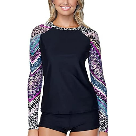 Juniors' Wild About You Printed Long-Sleeve Rash Guard, Created for